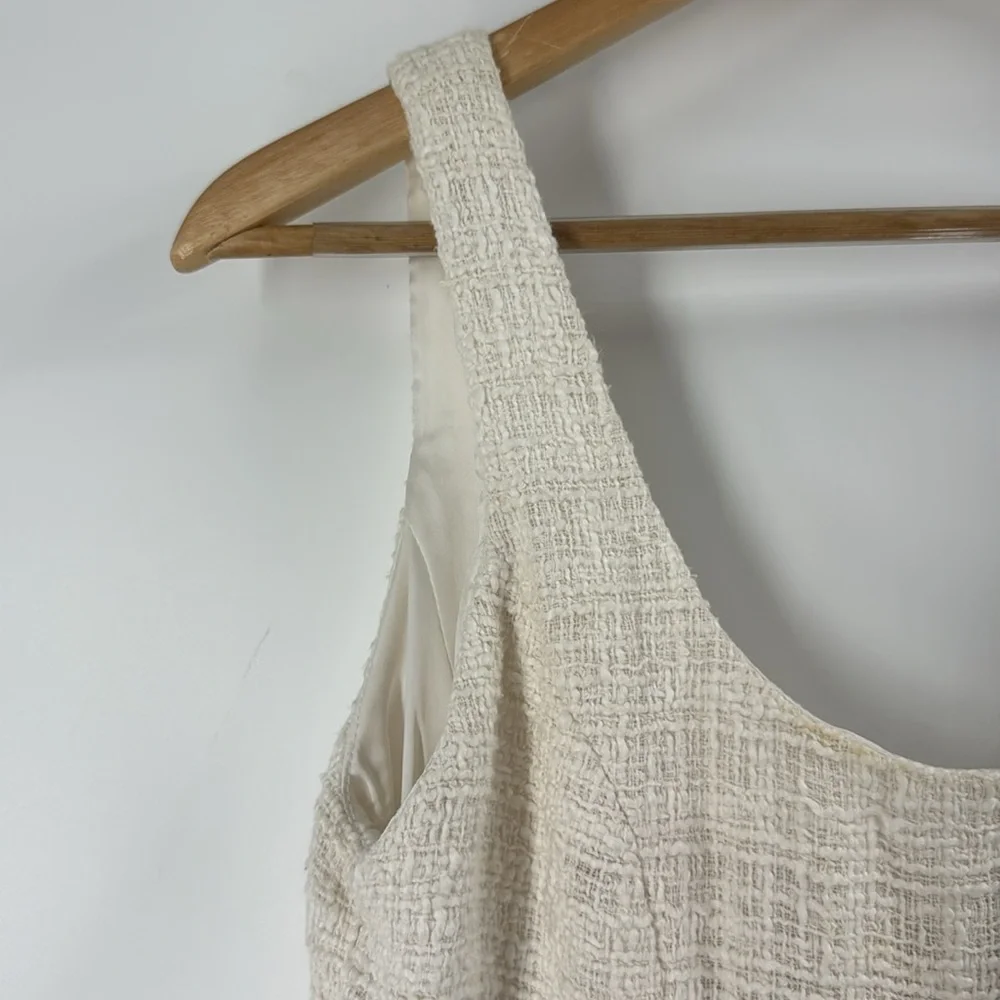 Boston Proper cream tweed boucle knit sheath dress classic - Picture 5 of 16